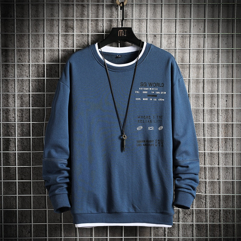 Sudadera con capucha de cuello redondo para hombre, informal
