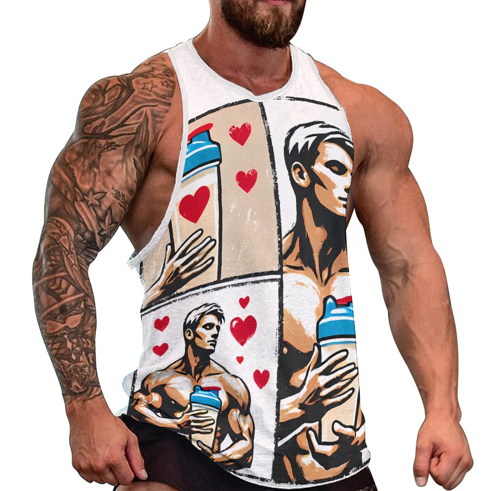 Camiseta sin mangas con estampado completo para hombre