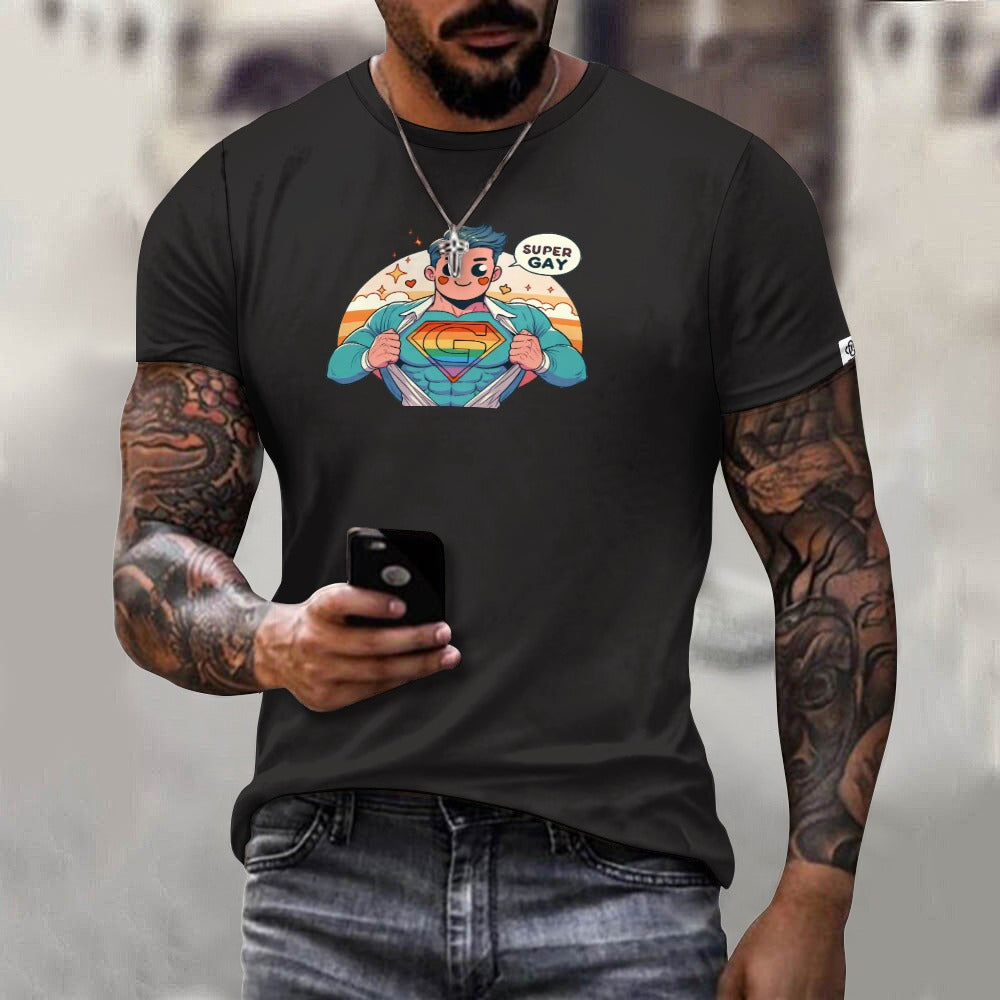 Camiseta de algodón para hombre con estampado frontal