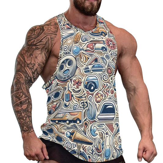 Camiseta sin mangas con estampado completo para hombre