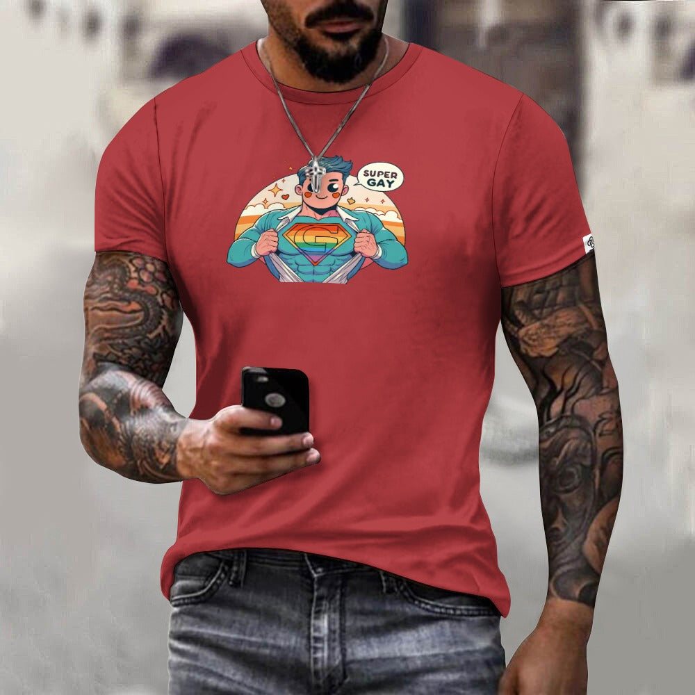 Camiseta de algodón para hombre con estampado frontal