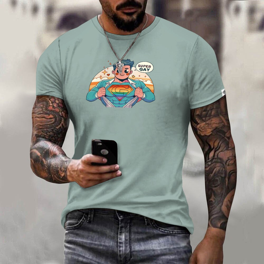 Camiseta de algodón para hombre con estampado frontal