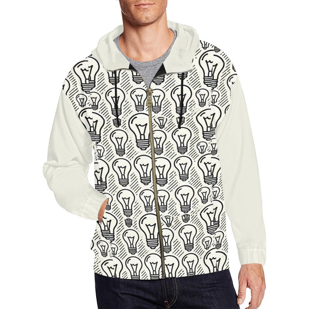 Sudadera con capucha y cremallera completa con estampado integral para hombre