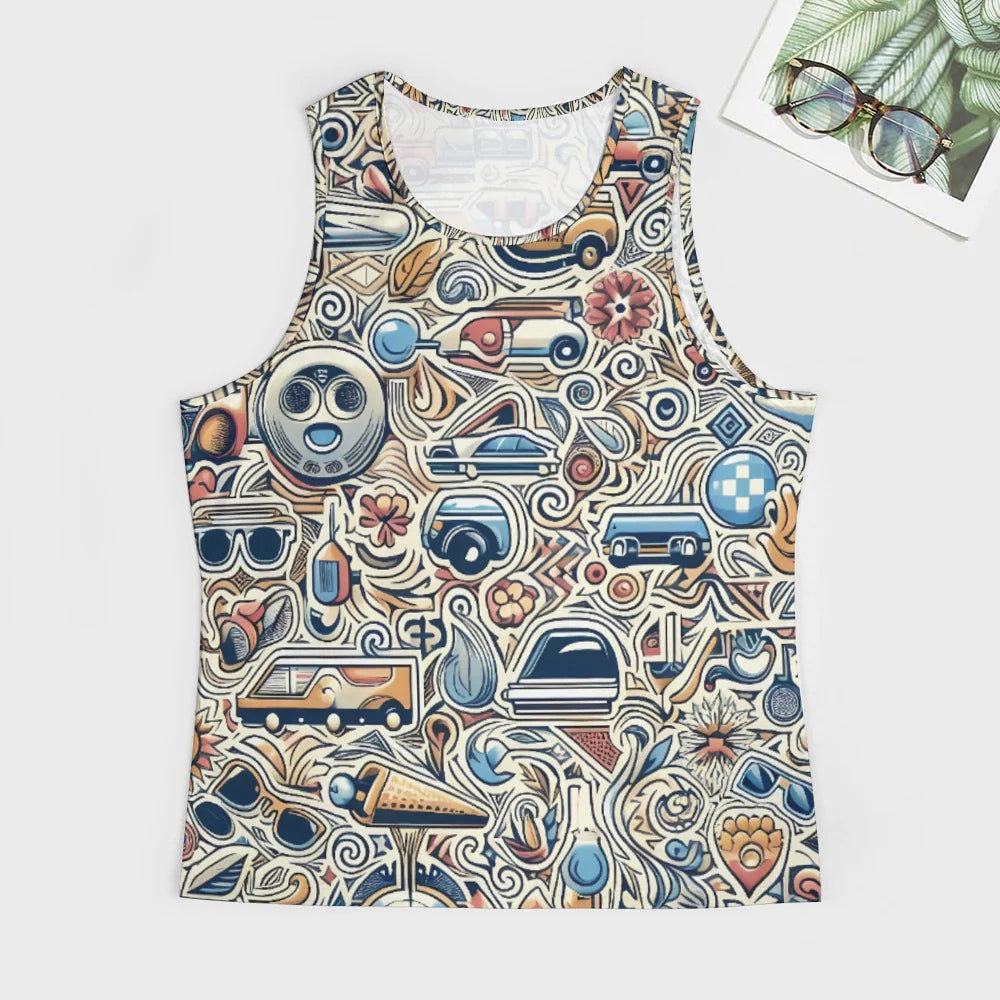 Camiseta sin mangas con estampado completo para hombre