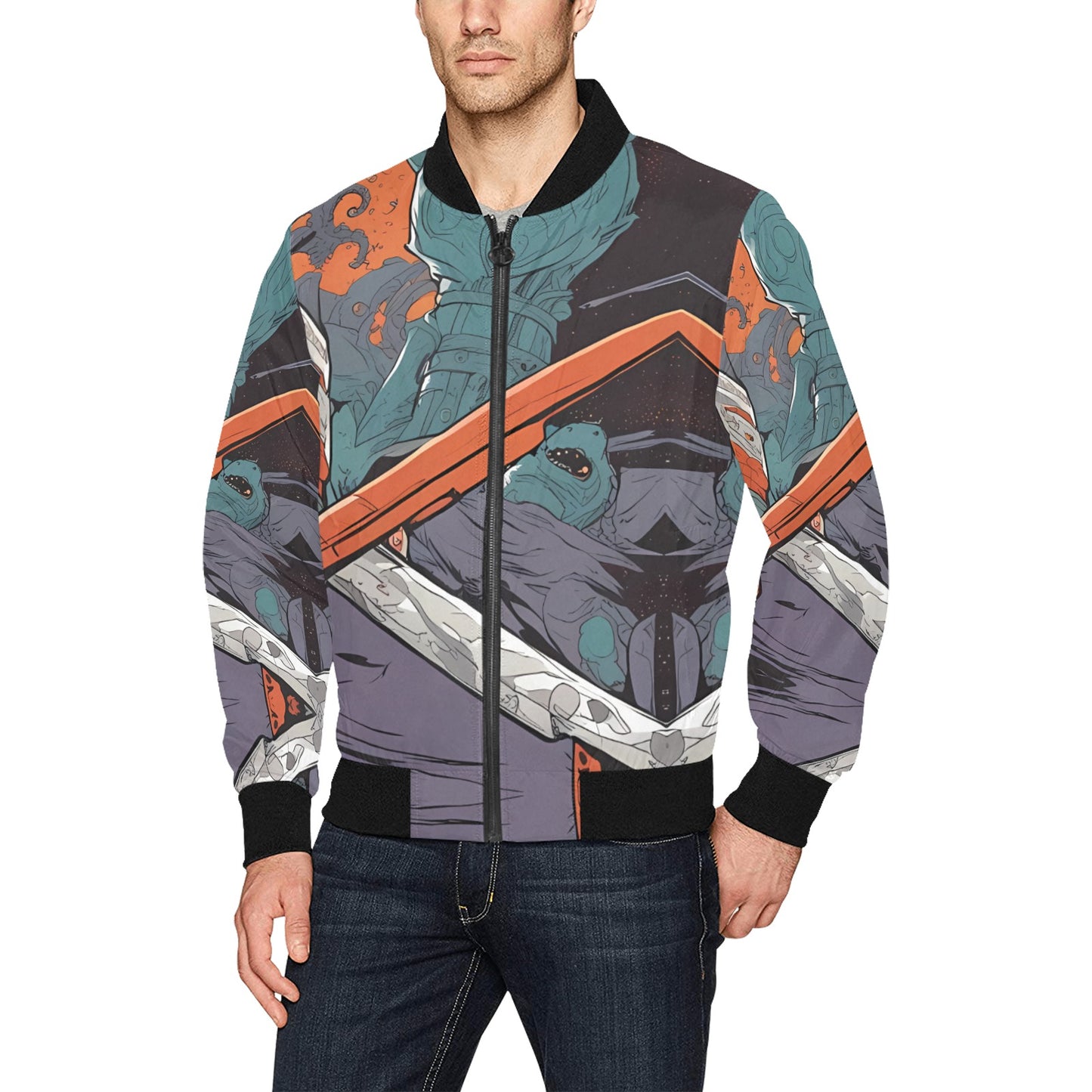 Chaqueta bomber con estampado integral para hombre